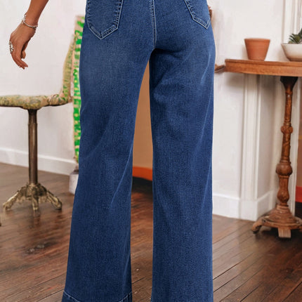 Sail Blue Wide Leg Pocketed High Waist Jeans