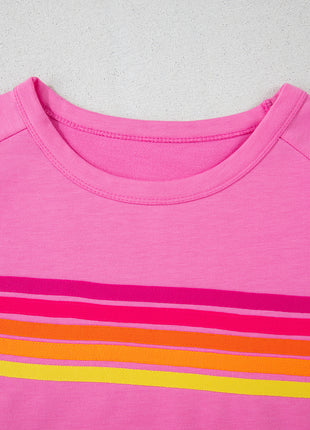 Bonbon Striped Patch Front Casual Tee