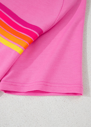Bonbon Striped Patch Front Casual Tee