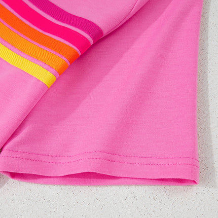 Bonbon Striped Patch Front Casual Tee