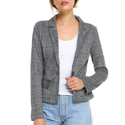 Classic Plaid Fitted Blazer
