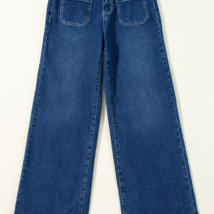 Sail Blue Wide Leg Pocketed High Waist Jeans