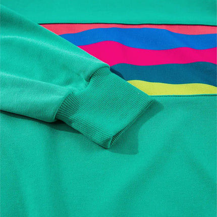 Green Colorful Striped Accent Long Sleeve T Shirt Dear-Lover Dropshipping