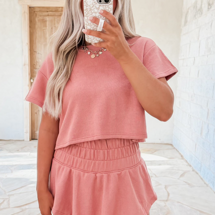 Blossom 2pcs Cropped Tee and Ruffle High Waist Skort Set