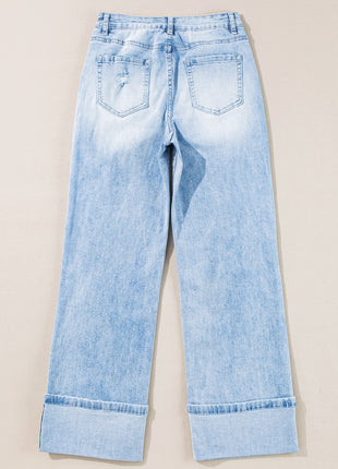 Beau Blue Light Wash Distressed Straight Jeans
