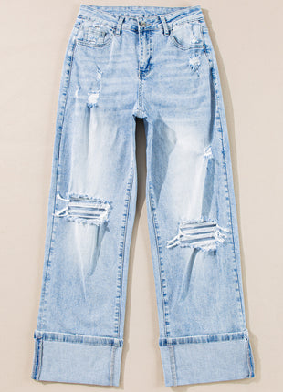 Beau Blue Light Wash Distressed Straight Jeans