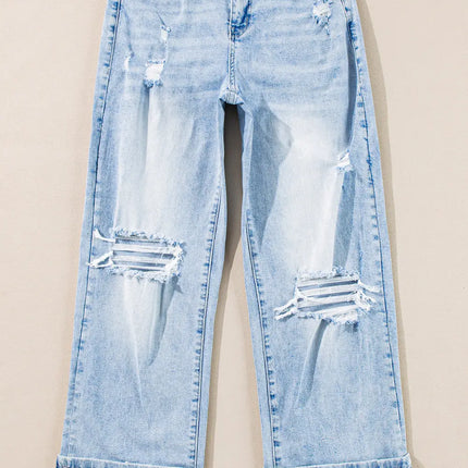 Beau Blue Light Wash Distressed Straight Jeans Dear-Lover Dropshipping