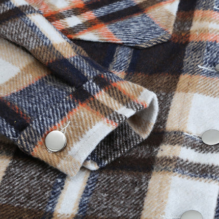 Geometric Plaid Print Pocketed Shacket