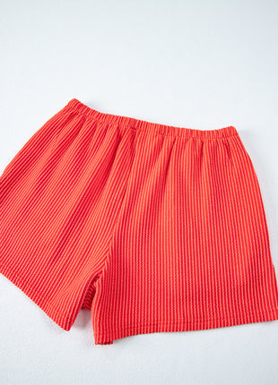 Ribbed Textured Knit Loose Fit Tee and Shorts Set