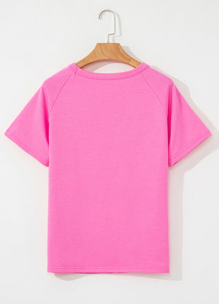 Bonbon Striped Patch Front Casual Tee