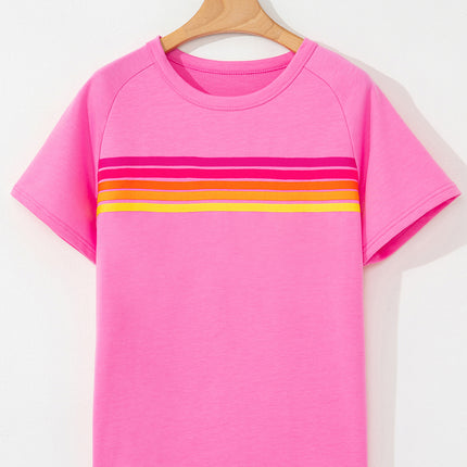Bonbon Striped Patch Front Casual Tee