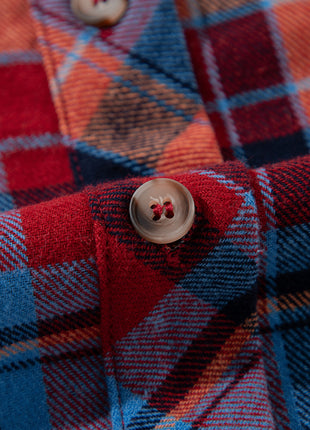 Women's Red Plaid Print Loose Vintage Shirt