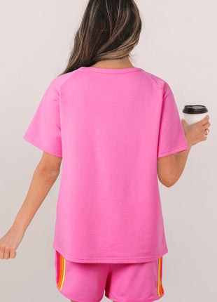 Bonbon Striped Patch Front Casual Tee