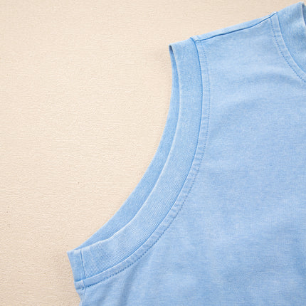 Myosotis 2 Pieces Mineral Wash Cotton Tank Top Lined Split Skirt Set