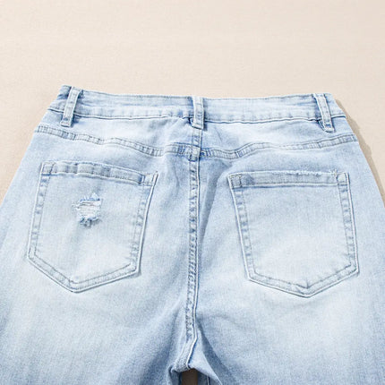 Beau Blue Light Wash Distressed Straight Jeans Dear-Lover Dropshipping