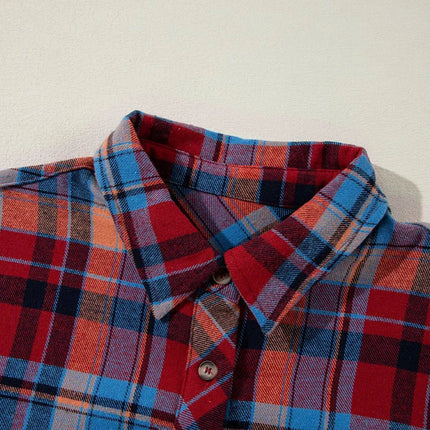 Women's Red Plaid Print Loose Vintage Shirt Dear-Lover Dropshipping