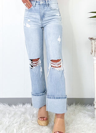 Beau Blue Light Wash Distressed Straight Jeans