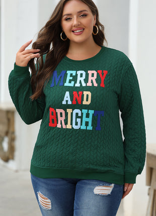 Blackish Green Merry And Bright Cable Knit Pullover Sweatshirt
