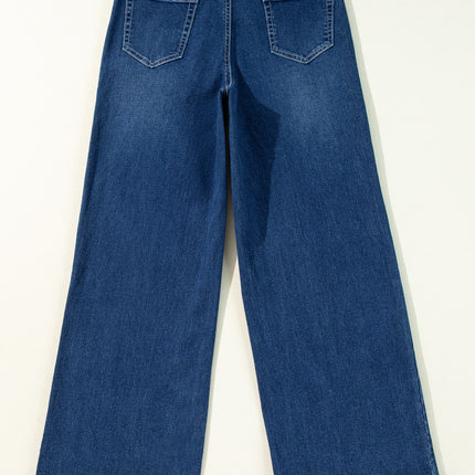 Sail Blue Wide Leg Pocketed High Waist Jeans