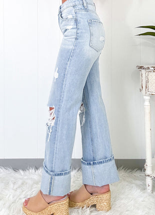 Beau Blue Light Wash Distressed Straight Jeans