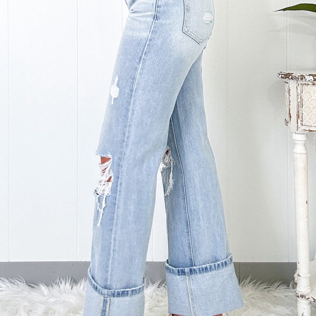 Beau Blue Light Wash Distressed Straight Jeans