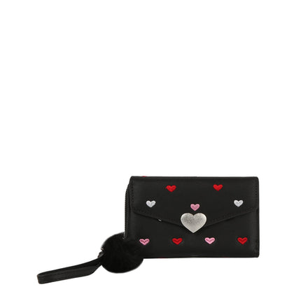 Heart Print Tri Fold Wristlet Wallet