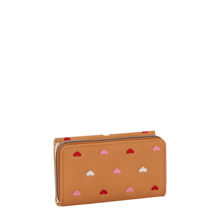 Heart Print Tri Fold Wristlet Wallet