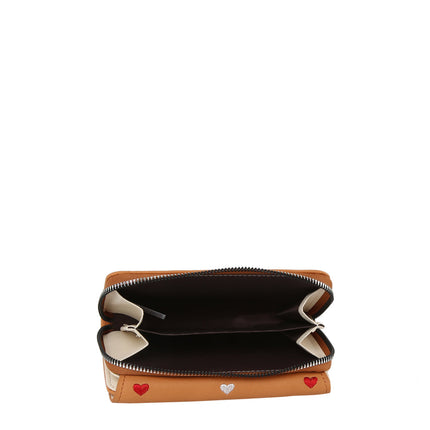 Heart Print Tri Fold Wristlet Wallet