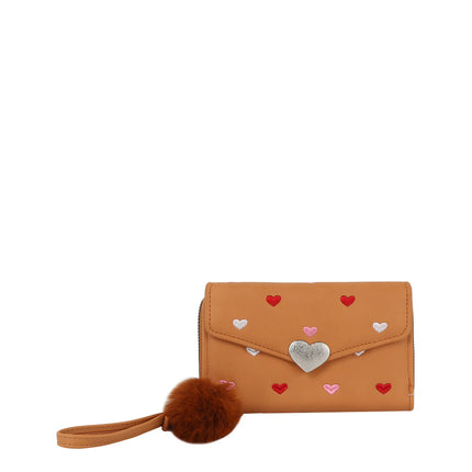 Heart Print Tri Fold Wristlet Wallet