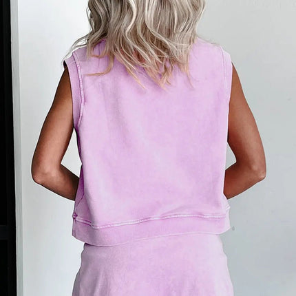 Phalaenopsis 2 Pieces Mineral Wash Cotton Tank Top Lined Split Skirt Set Dear-Lover Dropshipping