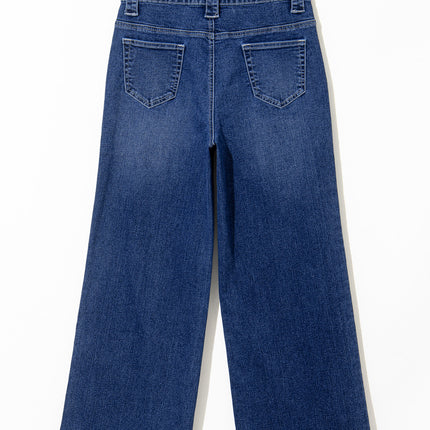 Sail Blue Wide Leg Pocketed High Waist Jeans