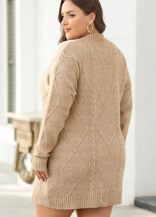 Parchment Cable Knit Drop Shoulder Loose Fit Sweater Dress