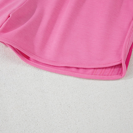 Bonbon Color Block Stripes Elastic High Waist Active Shorts