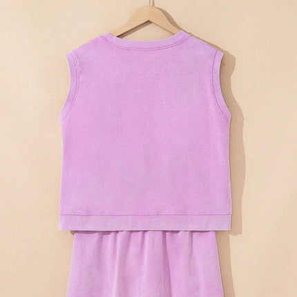 Phalaenopsis 2 Pieces Mineral Wash Cotton Tank Top Lined Split Skirt Set Dear-Lover Dropshipping