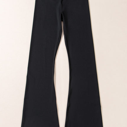 Black V Shape High Waist Flared Leggings