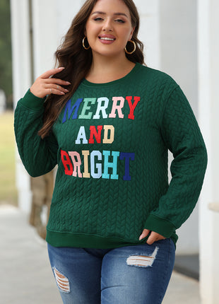 Blackish Green Merry And Bright Cable Knit Pullover Sweatshirt