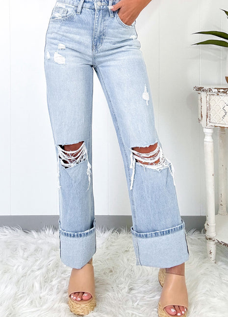 Beau Blue Light Wash Distressed Straight Jeans