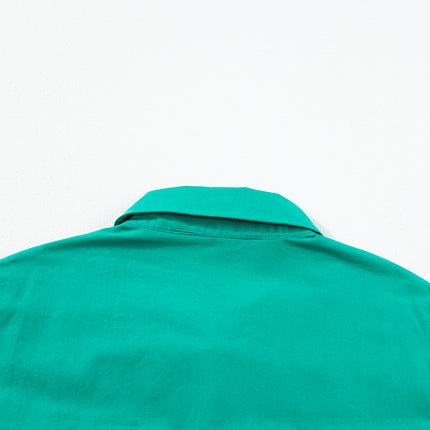 Bright Green Shirred Ruffle Sleeve Button Up Short Dress