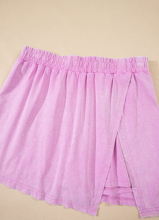 Phalaenopsis 2 Pieces Mineral Wash Cotton Tank Top Lined Split Skirt Set