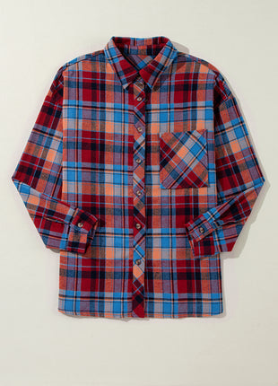 Women's Red Plaid Print Loose Vintage Shirt