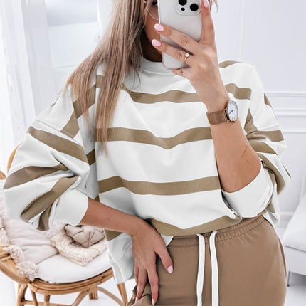 Light French Beige Drop Shoulder Pullover and Jogger Pants Set
