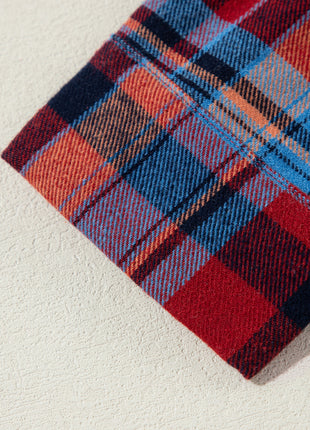 Women's Red Plaid Print Loose Vintage Shirt