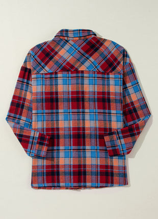 Women's Red Plaid Print Loose Vintage Shirt