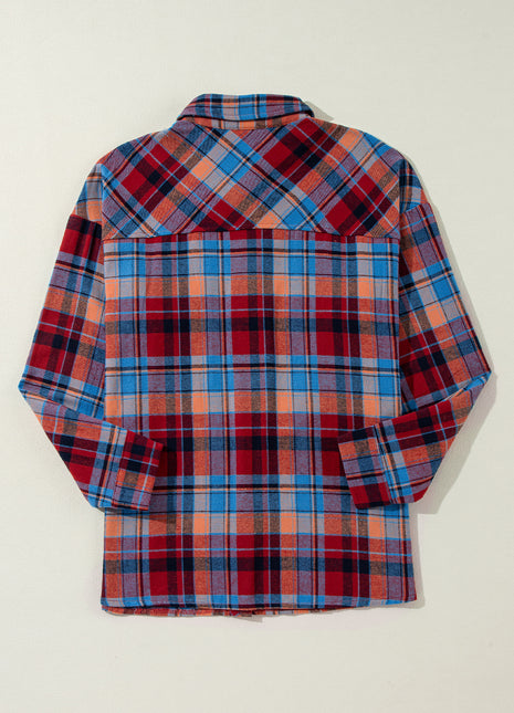 Women's Red Plaid Print Loose Vintage Shirt