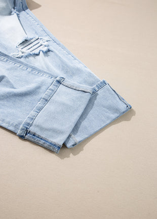 Beau Blue Light Wash Distressed Straight Jeans