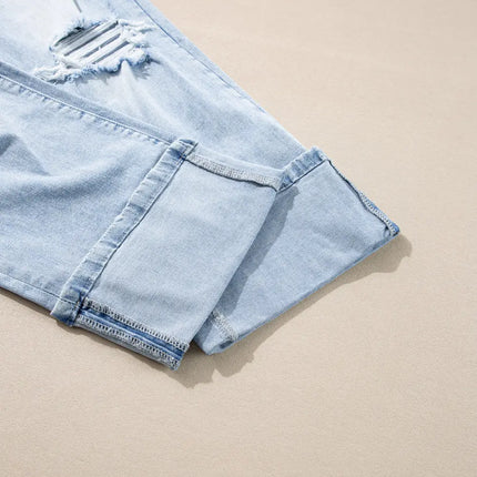 Beau Blue Light Wash Distressed Straight Jeans Dear-Lover Dropshipping