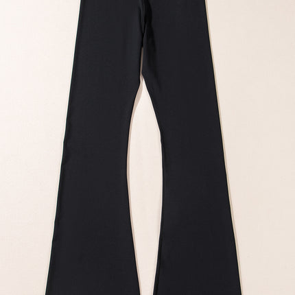 Black V Shape High Waist Flared Leggings