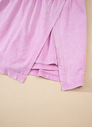 Phalaenopsis 2 Pieces Mineral Wash Cotton Tank Top Lined Split Skirt Set
